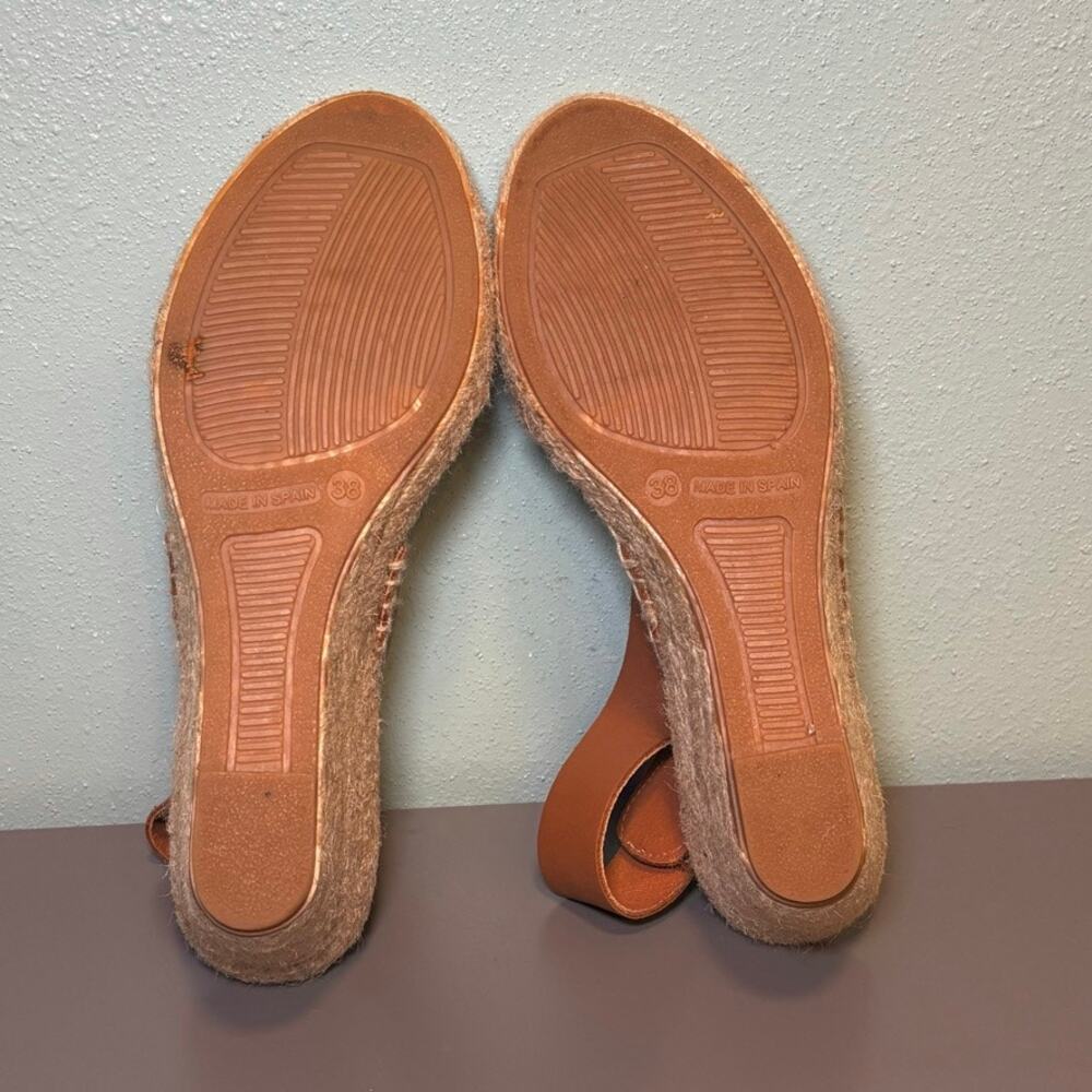 Maypol Spain Tan Leather Espadrille Wedge Sandals Size 38 (US 7.5-8) - Picture 8 of 9